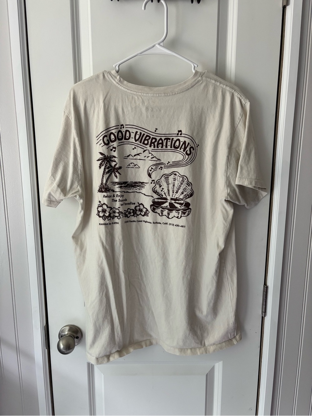 LG Cream Graphic Tee with Brown Print